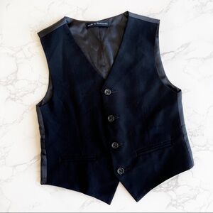 Kids Calvin Klein Bi-Stretch Formal Tuxedo Vest Button Front V-neck Small Black
